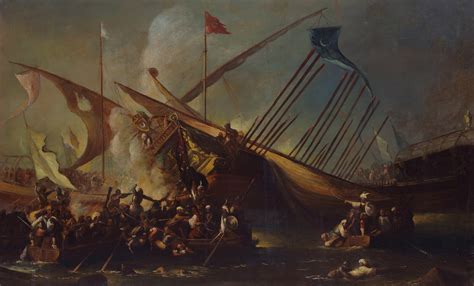 Die Schlacht von Lepanto; ein Triumph des Heiligen Liga gegen die osmanische Flotte und der Beginn des Niedergangs des Osmanischen Reiches